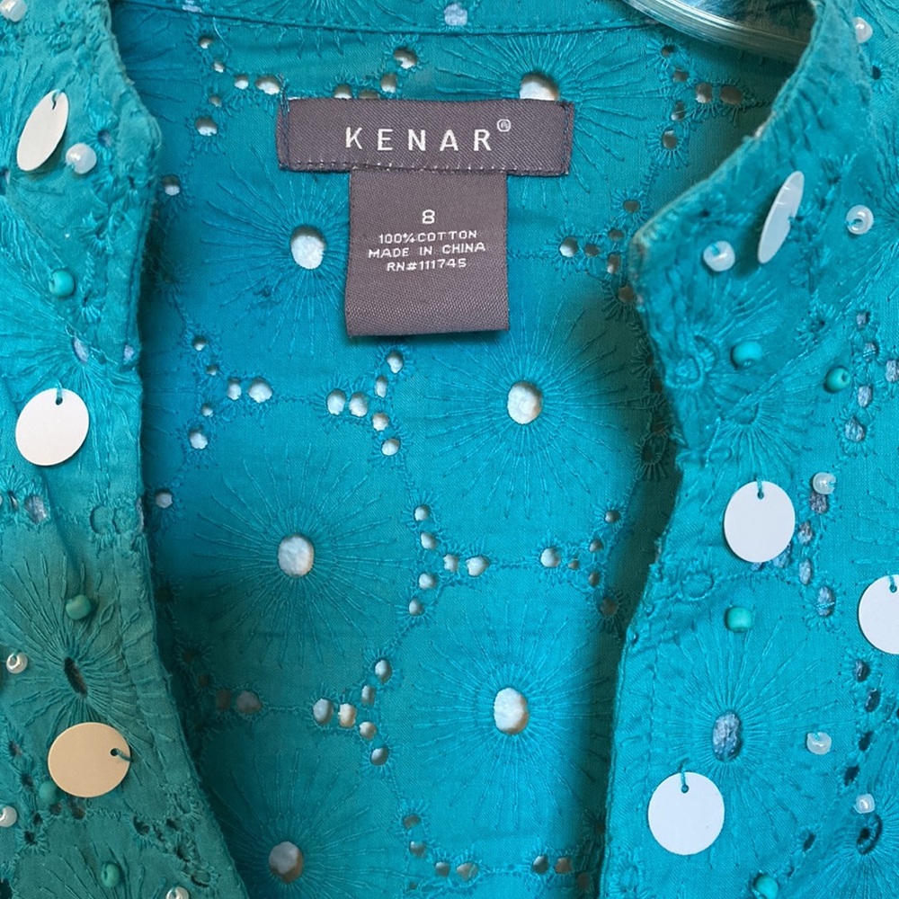 Kenar Turquoise Embroidered tunic shirt - Picture 4 of 6
